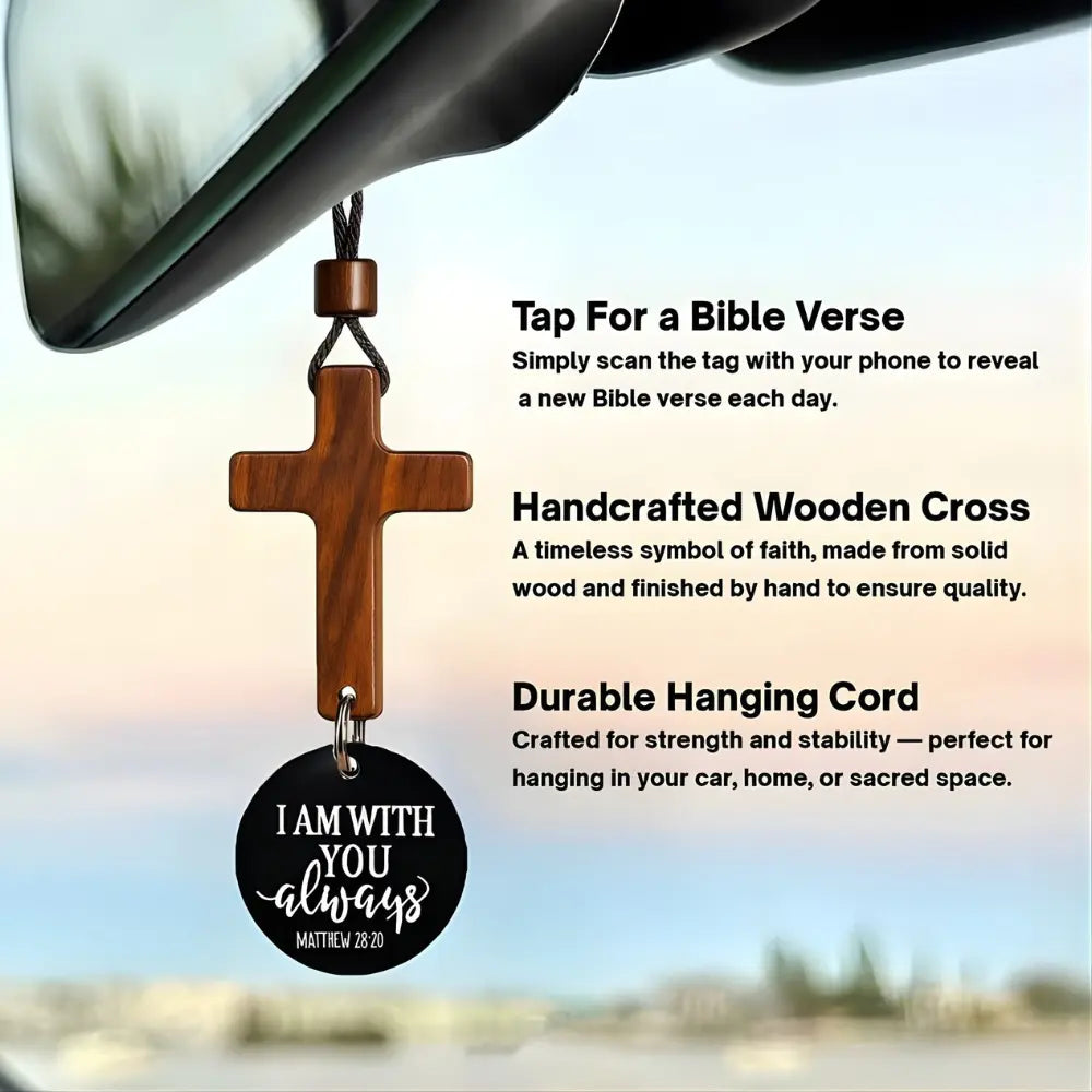 Daily Verse Rearview Mirror Cross Ornament FaithMade