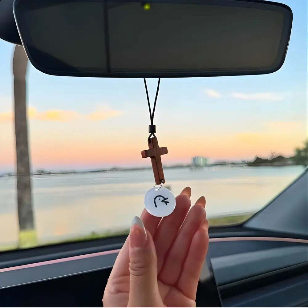 Daily Verse Rearview Mirror Cross Ornament FaithMade