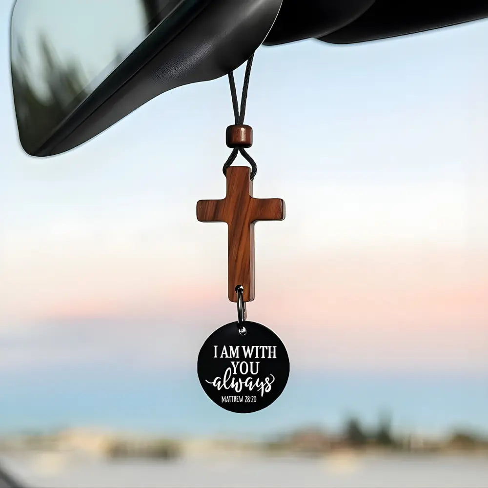Daily Verse Rearview Mirror Cross Ornament FaithMade